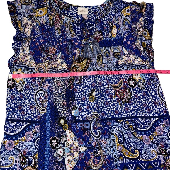 Blue Paisley Boho Western Blouse Large by Knox Rose - Picture 3 of 10